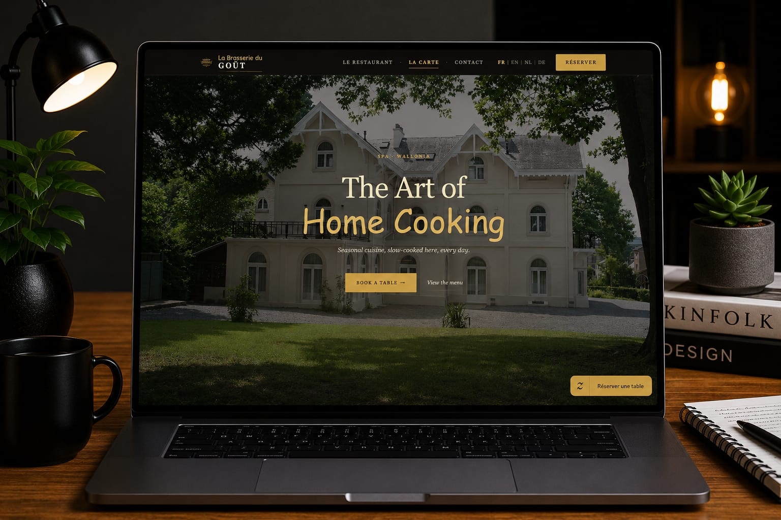 Page d’accueil du site de la Brasserie du Goût