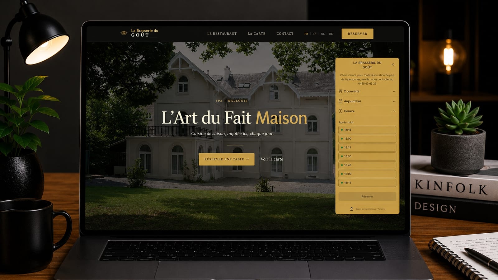 Page de réservation du site de la Brasserie du Goût